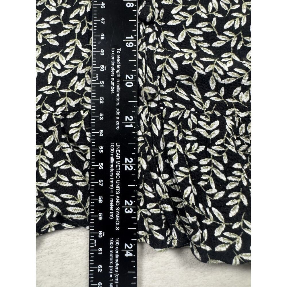 Christopher & Banks Womens L Black White Leaf Print Long Sleeve Ruffle - Picture 9 of 10